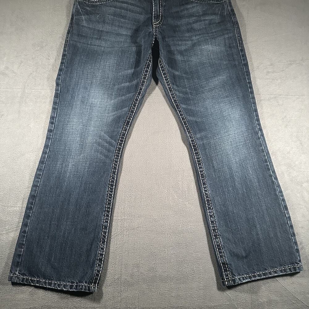 Wrangler Rock 47 MRB470A Jeans Blue Mens 36x30 Cotton Slim Boot Y2K Western - Picture 2 of 9